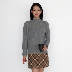 더시럽 여성용 오르간 스모킹 프릴 하이넥 니트티