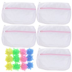 洗衣網 30*20cm 粉色 5入+洗衣球 12入 隨機出貨, 1套