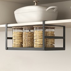 21C Trend 斯拉崁 免鑽孔廚房層架掛架 上方櫥櫃長度可調整理層架 固定型, 黑色, 1個