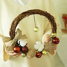 ScentBasket 聖誕 Merry Shine 裝飾球花圈, 棕色, 1個