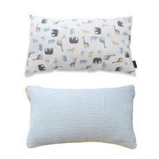 꿈꾸는두부 유아용 패턴디자인 + 삼중거즈 배게세트 솜포함, G(초원의친구들, 민트)