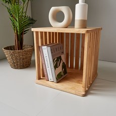 착한목수 고무나무 사각 그리드 1단 협탁, 1개