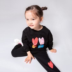 KIDSCOMO 童款文字愛心長袖套裝