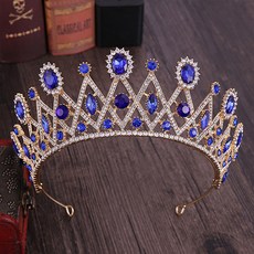 루나글램 플라워 와플 쉐이프 티아라 크라운 WC639, 골드블루, 1개