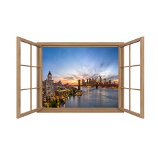 Sweet Space 3D立體風景畫框式窗貼 28, 棕色