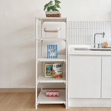 리빙해피 뱅크 선반 베이직 로우, 화이트, 5단