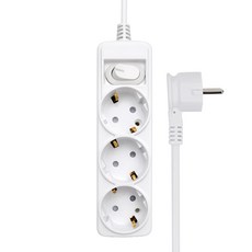 에코파워탭 안전 스위치 납작 멀티탭 3구, 화이트, 1개, 2.5m