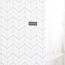 Divine人字紋布藝防水浴簾 + 金屬夾環組, 1套, 灰色系, 單一顏色