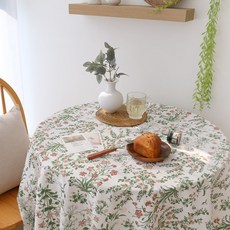 FORHOME 手工花園花朵亞麻桌布, 1個, 玫瑰花園, S(90 x 120 cm)