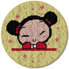 알로데 푹신한 라운드 카페트 DIY 스킬 자수 세트 중국어버전, NO 04(흰색인쇄메쉬), 1세트