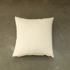 이코니하우스 선염 잔체크 쿠션 솜포함, 연노랑