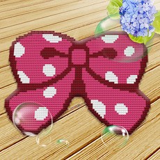 刺繡鉤針 + 網格 + 毛線 + 圖案 4件組, 1套, ZD080圓點蝴蝶結