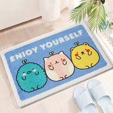 RIVER-GREEN 可愛圖案柔軟方形浴室腳踏墊, 02 新芽朋友