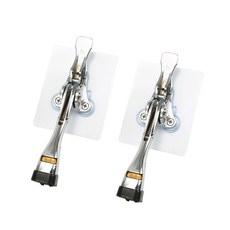 Kkumim Home 免鑽孔黏貼式一鍵式馬蹄門擋 鍍鉻, 2個