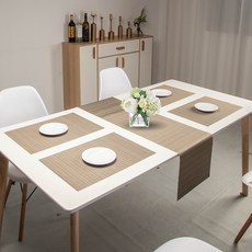 라온투유 플레이스 테이블 매트 4인 5p 세트, 11 메탈릭 실버, 4인(450 x 300 mm, 300 x 1800 mm), 5개