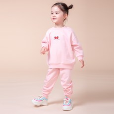 KIDSCOMO 童款草莓素色長袖套裝