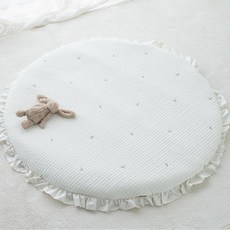 lolbaby 100支棉刺繡圓形薄墊, 櫻桃白, 1張