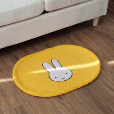 부엌다옴 미끄럼방지 자수 발매트, 토끼 옐로우