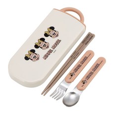 迪士尼米妮銀離子抗菌餐具組 TACC2AG, 湯匙 + 叉子 + 筷子 + 收納盒 + 姓名貼紙, 混色, 1個