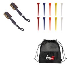 NAYA STYLE 高爾夫球桿頭清潔器 2P 隨機出貨 + 塑料高爾夫長 T恤 10P 隨機出貨 + 小袋套組 GFYP-31-5+167-3PU, 混色, 1套