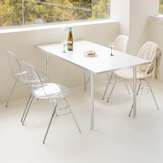 소담갤러리 어반 미드센츄리 모던 사각 식탁 1200 x 750 mm, 화이트/실버, 4인용