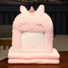 透明窗動物暖手枕+毯子組合 JNH872, 獨角獸