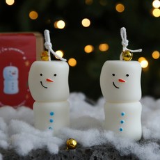 Laea Snow Mellow 雪人蠟燭 65g x 2入 + 禮物包裝組, 1套, Snuggle 藍色閃耀