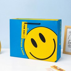 좋은기븐 스마일 쇼핑백, 블루, 5개