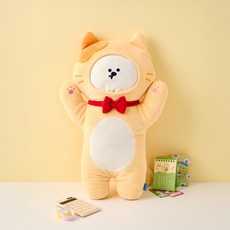 BUTTERSHOP 牛奶貓學校 軟萌狗狗長抱枕, 黃色