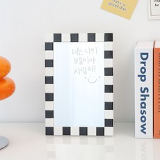 WOOD REPUBLIC 陶瓷磁磚強化玻璃化妝台鏡子 小型, 黑色格紋