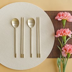 Notdam 傳統青銅器雙色湯筷雙人組, 湯匙*2支+筷子*2雙, 1組, 混色