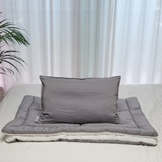 아띠블랑 아동용 양면 모달 베개 + 차렵이불 세트, 화이트 + 그레이