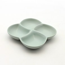 Dalsogeum 韓國製陶瓷四葉草4格小菜分隔盤, 薄荷綠, 1個