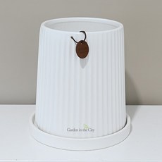 Garden in the City 現代長條紋陶瓷花盆 623, 白色, 1個