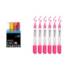 monAmi DECO MARKER 460 12色 A + 螢光粉紅 6入組, 1套