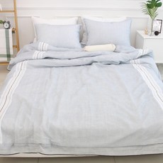 StoryEbul 條紋印花邊夏季薄被, 藍色