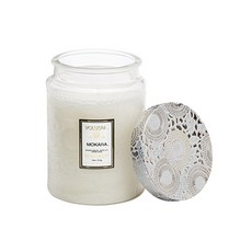 VOLUSPA 圖騰壓紋玻璃罐香氛蠟燭 510g, 1罐, 蘭花百合苔蘚香