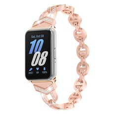 SPACE SHIELD 智慧手錶人字紋水鑽金屬錶帶, 玫瑰金