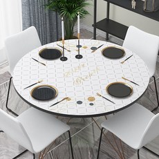 마켓A 옵티컬 기하학 방수 원형 식탁보, TYPE17, 90 x 90 cm