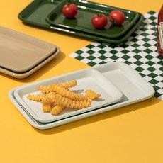 SSUEIM Around 素色長方形盤 2件組, 白色, 長方形盤 小 + 長方形盤 大