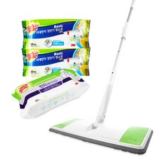 3M 百利 手柄式雙動桿拖把 L號+細塵靜電清潔布 60入+除塵紙巾 90入, 1套