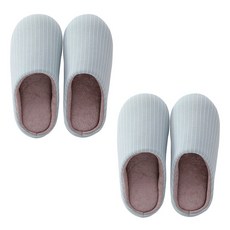 Deco Tree 直條防滑室內拖鞋 2雙入, 淺藍