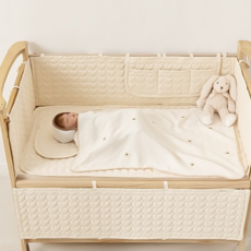 AiRabbit 愛心加厚嬰兒床床圍 相容 小型, 淺米色