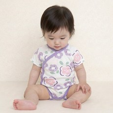 베베니즈 신생아용 소프트 순면 풀스냅 반팔 바디수트