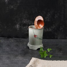 몬드스팟 도자기 물빠짐 세라믹 젓가락 수저통 받침대 세트 YY57423, B, 1세트