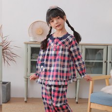 mimi cats 女童 學生 6020 格紋狗 睡衣 上下套裝