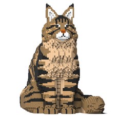 JEKCA 棕色虎斑坐姿緬因貓積木, 混合色, 1套