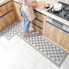 Poblocks 圖案 PU 防滑加厚緩衝腳踏墊 FBLS00292, 灰色