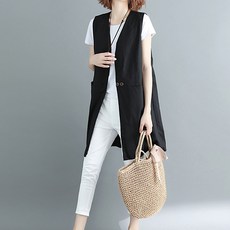 Murielle 女款雙排釦亞麻修身背心