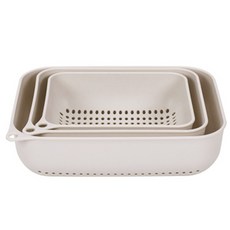 高級萬用蔬果瀝水籃3件組, 米白色, 1組